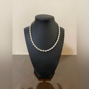6mm pearls patterned with silver circular beads necklace/choker